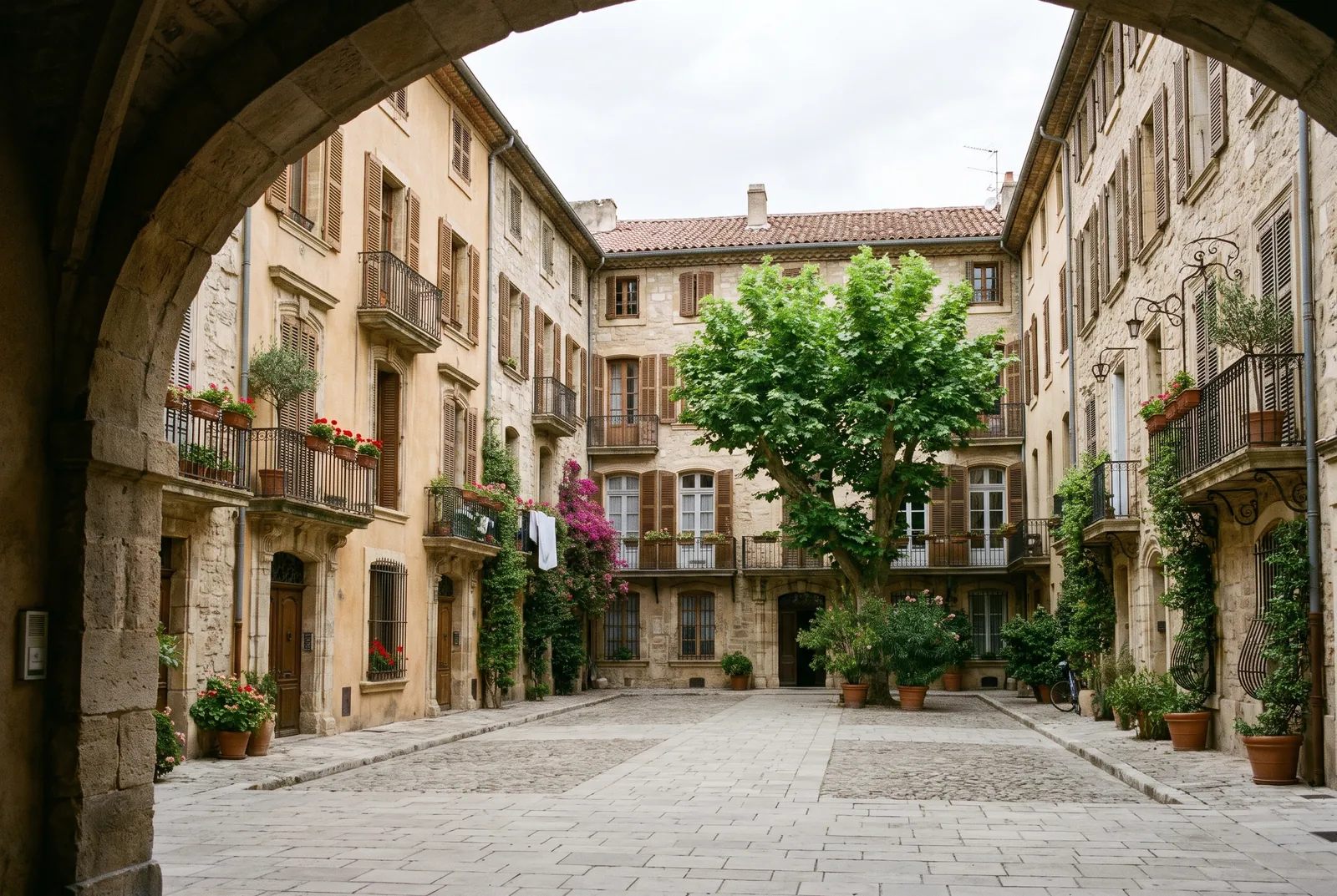 Cour intérieure d'un immeuble à Salon-de-Provence